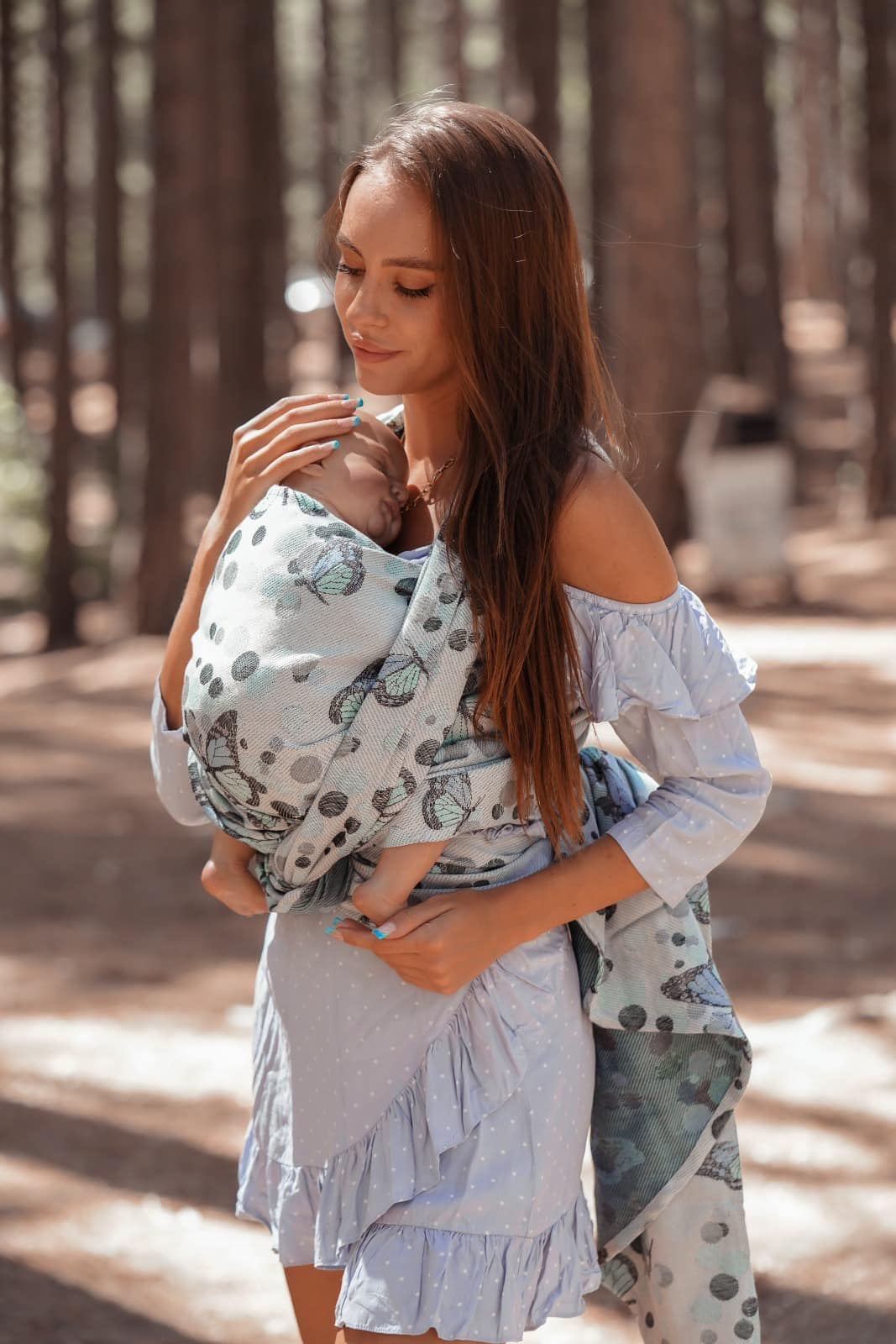 Porte-Bébé Onbu Papillons bleu